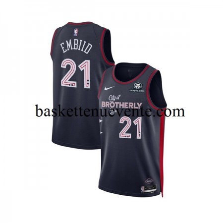 Maillot Basket Philadelphia 76ers Joel Embiid 21 Nike 2023-2024 City Edition Navy Swingman - Homme